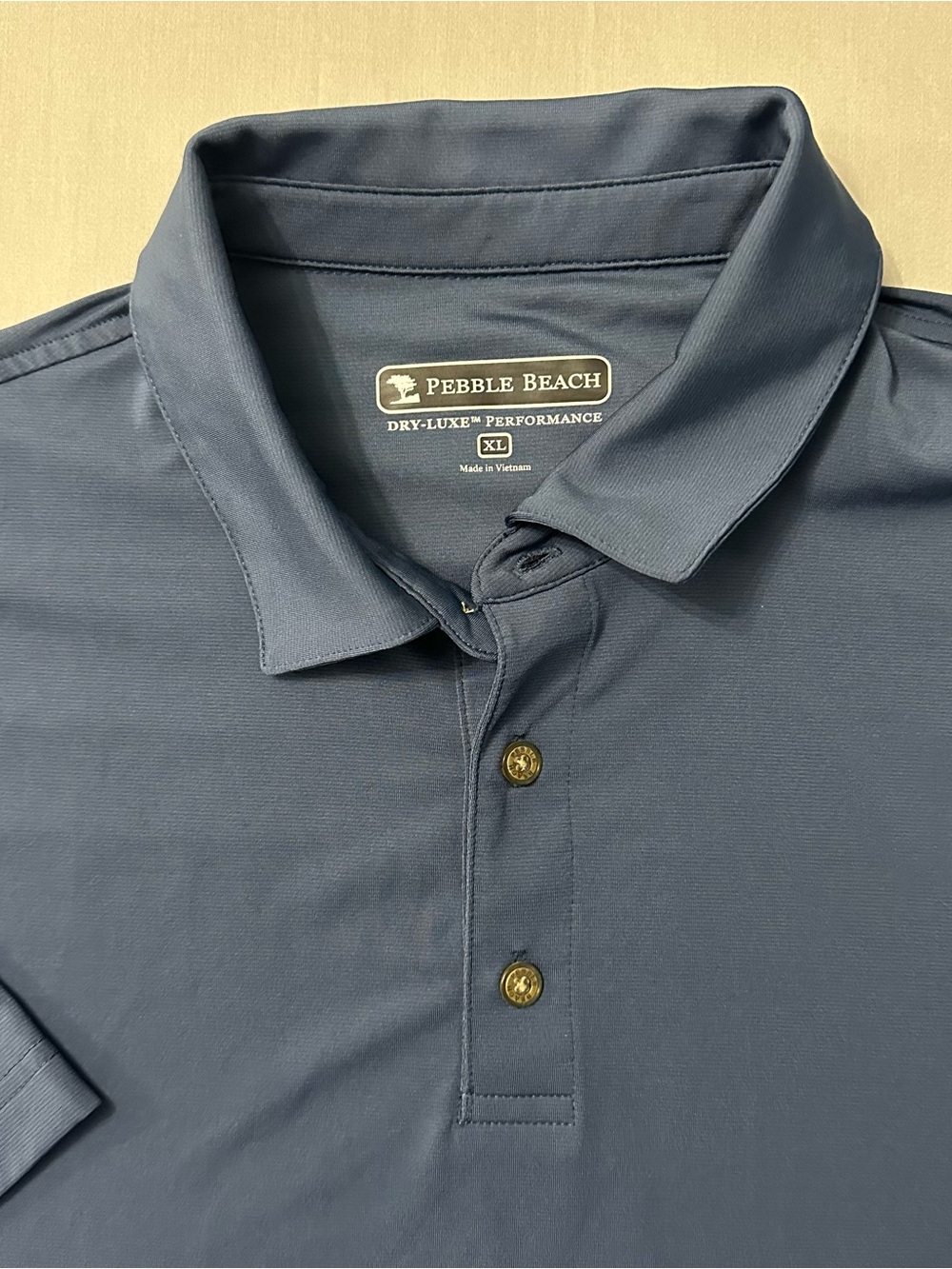 Pebble Beach Polo Shirt Mens XL Blue Dry-Luxe Performance Short Sleeve Golf